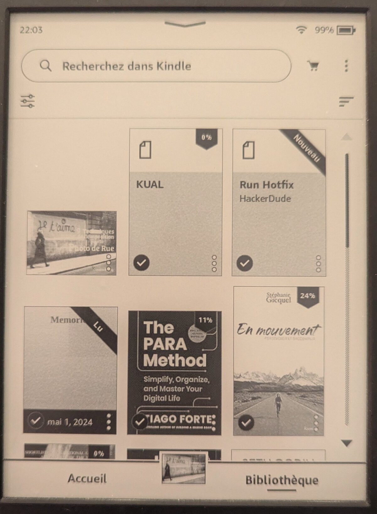 capture d’écran du kindle