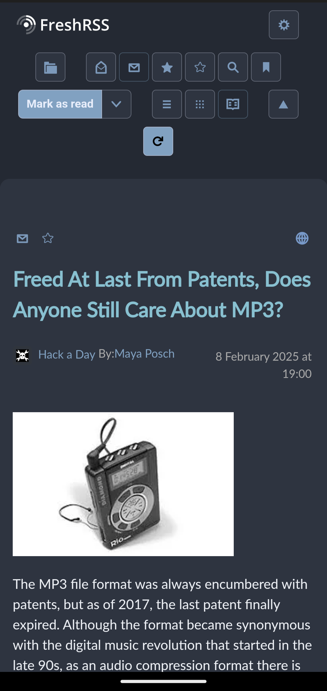 Capture d’écran de FreeshRSS sur Android